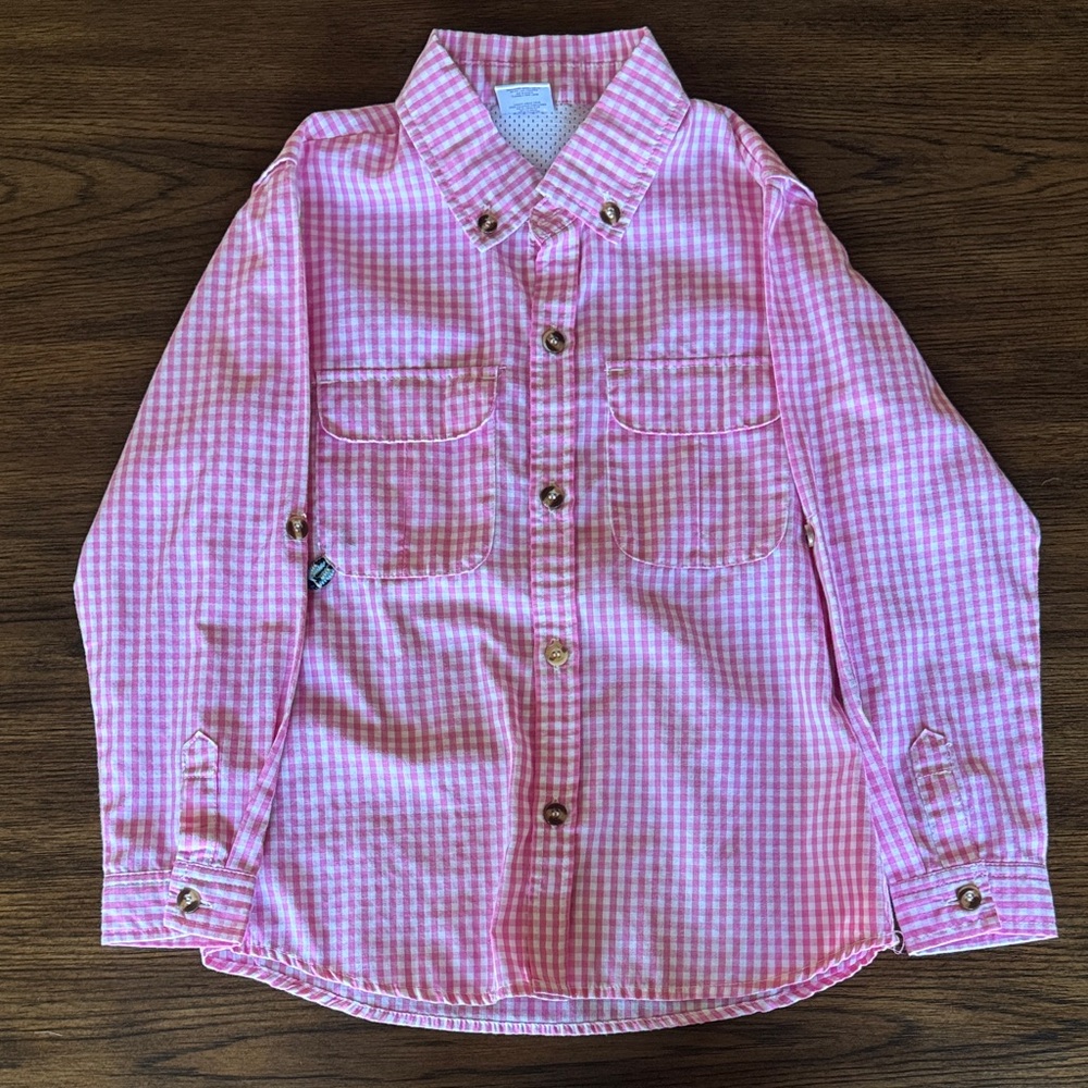 Kids Pink Gingham Button-Down Shirt